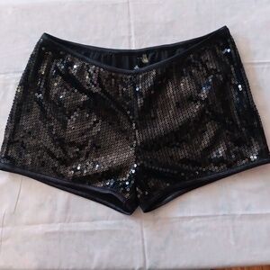Black Sequin Hot Pants Short shorts goth raver glam sz M